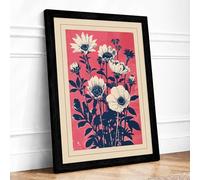 Floral Composition Botanical Framed Wall Art Print A1 (84.1×59.4cm) Black, Wall Decor for Living Room, Bedroom, Office & Home, Ready to Hang, Art Gift