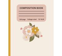 Floral Composition Notebook - College Ruled, 110 Pages | Cute Pink & Orange Flowers