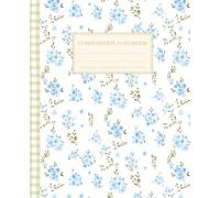 Floral Composition Notebook: Super Cute Cottagecore Pastel Blue & Green Checkered Coquette Vintage Aesthetic College Ruled Journal for Girls, Kids, Teens; Y2K Cool Preppy Girly School Supplies