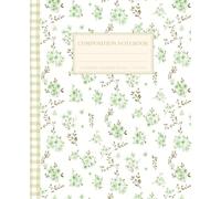 Floral Composition Notebook: Super Cute Cottagecore Pastel Green Checkered Coquette Vintage Aesthetic College Ruled Journal for Girls, Kids, Teens; Y2K Cool Preppy Girly School Supplies