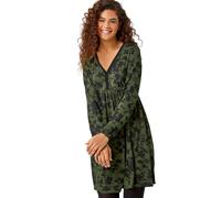 Floral Contrast Trim Stretch Dress Roman Khaki 20