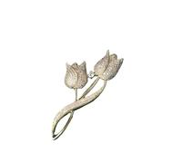 Floral Copper Brooch, Tulip Corsage, Women'S Cardigan, Brooch Accessory, Gold