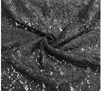 Floral Corded Lace Fabric with Scallop Edge- Perfect for Dress Overlays, Wedding Sold Per Half METRE (Black)