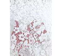 Floral Corded Lace Fabric with Scallop Edge- Perfect for Dress Overlays, Wedding Sold Per Half METRE (White)