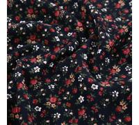 Floral Corduroy Fabric DIY Crafts Sewing Materials by The Metre,50x145cm Vintage Upholstery Fabric,Ideal for Tablecloth Curtain Cloth Making (Black)
