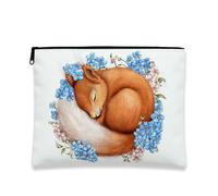 Floral Cosmetic Bag, Blue Flowers Fanciful Cute Travel Pouch for Women, Portable Small Canvas Zipper Makeup Organizer, Gift for Festivals Skincare Toiletry Bag, blue, 7x9 Inch, Flowers