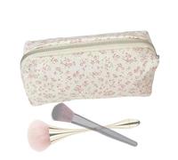 Floral Cosmetic Bag Canvas Zippered Makeup Storage Organizer Pouch