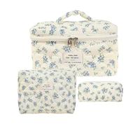 Floral Cosmetic Bag - Large Cosmetic Bag, B´orsa Polyester Toiletry Bag, 3 Piece Cosmetic Set | 9.84 x 6.3 Inches, Multifunctional Travel Organizer, Portable Handle, Mod, c, Please refer to the