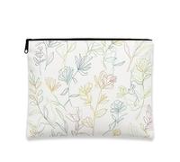 Floral Cosmetic Bag, Pastel Botanical Design Travel Pouch for Women, Portable Small Canvas Zipper Organizer, Spring Gift Toiletry Bag Essentials, Pastel, 7x9 Inch