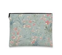 Floral Cosmetic Bag, Pastel Flower Vintage Botanical Travel Pouch for Women, Portable Small Canvas Zipper Organizer, Spring Gift Skincare Toiletry Case, Pastel, 7x9 Inch, Flower