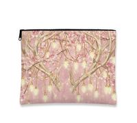 Floral Cosmetic Bag, Peach Blossom Antique Makeup Travel Pouch for Women, Portable Small Canvas Zipper Organizer, Perfect for Festivals and Daily Use, Peach, 7x9 Inch, Bag