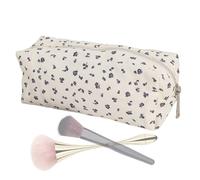 Floral Cosmetic Bag - Portable Makeup Brush Organizer, Stylish Travel Storage Case | Canvas Toiletry Bag for Women, Makeup Organizer for Girls, Compact Cosmetic Pouch for Travel and Daily Use