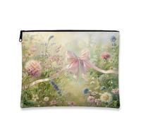 Floral Cosmetic Bag, Vintage Peach Flowers Travel Makeup Pouch for Women, Portable Small Canvas Zipper Organizer, Spring Festival Gift Toiletry Bag, Light Peach, 7x9 Inch, Floral