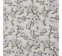 Floral Cotton Fabric Flower Branch Patterns in Multiple Colors for DIY Sewing Dressmaking Home Decor Crafts(White,145x200cm)