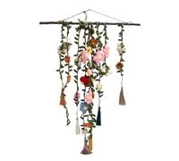 Floral Cotton Handmade Macrame Wall Hanging Boho Garden Decor | Crochet Cascading Flower Fringe Fabric Ornament 31.5 x 19.69 x 0.79 Inches For Living Room