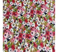 Floral Cotton POPLIN Fabric Rose & Hubble Roses Ditsy Flower Material 58" Wide by The Meter (Pink Bloom)