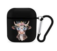 Floral Cow Trendy Bluetooth Earbuds Protector Cute Wireless Earbud Case Covers Compatible with Airpods 1/2