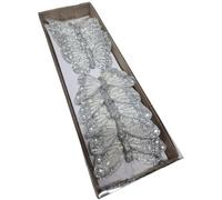Floral Craft Feather Butterflies Pack of 12 - Butterfly on Wire Stems (8cm Ivory/Silver Jewels x 12)