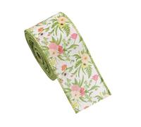 Floral Craft Ribbon, 2.5 in 10 Yards Decorative Fabric Ribbon Roll with Wire-Edged for Wreath Making, Present Wrapping, Party Decor