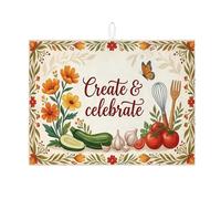 Floral Create & Celebrate Dish Drying Mats for Kitchen Counter, Vintage Garden Absorbent Mat, Spring Nature Microfiber Drying Pad for Kitchen Counter 18x24 Inch