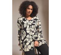 Floral Crepe Top Evans Black 18