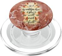 Floral Cross God is within Her Psalm On Red Pink Gray PopSockets PopGrip for MagSafe