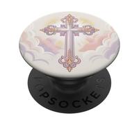 Floral Cross Jesus Christ Faith PopSockets Adhesive PopGrip