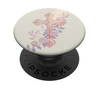 Floral Cross Jesus Christ Faith PopSockets Adhesive PopGrip