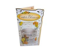 Floral Cross Religious Blessings Easter Card