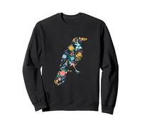 Floral Crow Silhouette Womens Girls Graphic Raven Sweatshirt, Adult Unisex, Black, Small