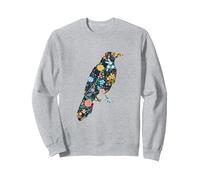 Floral Crow Silhouette Womens Girls Graphic Raven Sweatshirt, Adult Unisex, Heather Grey, Small