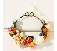 Floral Crown, Hair Wreath Crown, Wreath Flower Headband,Adjustable Multicolor Boho Halo Headpiece for Bride Women Girls Ladies Wedding Festival Holiday Christmas Halloween Party,Seaside Vacation Photo