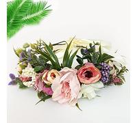 Floral Crown, Hair Wreath Crown, Wreath Flower Headband,Adjustable Multicolor Boho Halo Headpiece for Bride Women Girls Ladies Wedding Festival Holiday Christmas Halloween Party,Seaside Vacation Photo