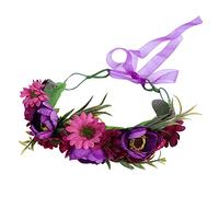 Floral Crown Headband Bride Flower Wreath Crown Flower Garland Headband Wreath Hair Garland Boho Floral Headpiece with Ribbon Rose Bohemian Hair Accessories for Wedding Party Festival