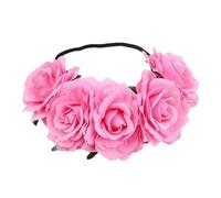 Floral Crown Headpiece - Boho pink Garland, Wedding Hair Wreath | Romantic Flower Halo, Elegant Headband Tiara, Vintage Floral Accessory, Chic Bridal Hairpiece | Bride Bridesmaid Photoshoot Party