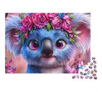 Floral Crown Koala Art Print Jigsaw Puzzles Puzzle for Adults Kids. 1000 Pieces Whimsical Challenge Toy Educational Games Home Decoration for Adults& Kids Age 14 Years Up 52x38cm/1000pcs