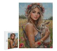Floral Crown Rabbit Hunter Puzzle 1000 Teile Schwer Puzzle Spielzeug Lernspiel Impossible Herausforderungsspielzeug Für Erwachsene Kinder 500 PCS