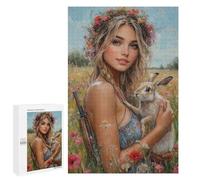 Floral Crown Rabbit Hunter Puzzle 1000 Teile Schwer Puzzle Spielzeug Lernspiel Impossible Herausforderungsspielzeug Für Erwachsene Kinder 1000 PCS