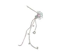 Floral Crystal Hair Clip With Tassels Charm Elegant Alloy Hairpin Hair Jewelry For Women Wedding Party Accessories Shimmering Bridal Hair Jewelry Crystal Tassels Hairpin