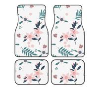 Floral Crystal Velvet Car Mat Set Full-Width Printed Polyester Material Universal Non-Slip And Wear-Resistant Car Mat Front And Rear Full Set Black Edging Easy To Clean