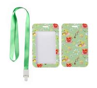 Floral Cupcake ID Badge Holder with Green Lanyard, ID Badge Holders, Vertical Cards Protector for Paramedic, Vertical Name Badges Protector for School, Paramedic Accessories Nurse Accessories