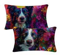 Floral Cushion Covers 30 x 50 cm Sofa Cushions Set of 2 Outdoor Cushions Dog Velvet Cushion Covers with Invisible Zipper Autumn Decorative Pillows for Garden Patio Bench Balcony Bed Room Decor 2m-649