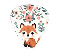Floral-Cute-Fox 12 Pack Guitar Picks With 3 Thicknesses And Storage Box, Abs Plectrums For Electric Bass Guitar Players