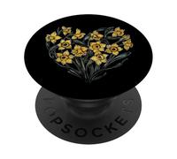 Floral Daffodil Flower Girl Heart Valentine's Day Plant Mom PopSockets Adhesive PopGrip