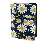 Floral Daisies pattern print Leather Card Case Travel Accessories Passport Holder Cover Wallet for Women Men, Black, One Size
