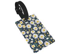 Floral Daisies Pattern Print Luggage Tags with Detachable Wristband, Travel Bag Tags, Easy to Identify