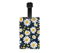 Floral Daisies Pattern Print Luggage Tags with Name Id Card, Suitcases Tag for Bag Baggage Travel Accessories