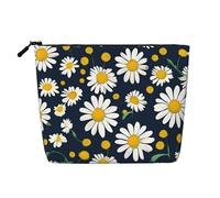 Floral Daisies Pattern Print Makeup Bag Cute Cosmetic Bag for Women Makeup Pouch Travel Toiletry Bag for Lady
