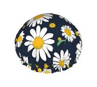 Floral Daisies pattern Print Shower Cap, Shower Cap for Women Reusable, Waterproof Bath Cap,Quick Drying Bath Hair Cap