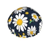 Floral Daisies pattern Print women Shower Caps Bath Cap Reusable Waterproof Double Layers Hair Cap Comfort